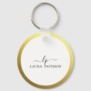 Chaveiro Dourado guião chic elegante com monograma