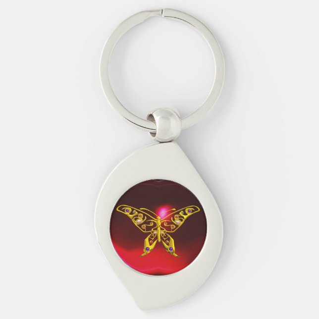Chaveiro DOURADO HYPER BUTTERFLY JEWEL Red Burgundy Ruby (Frente)