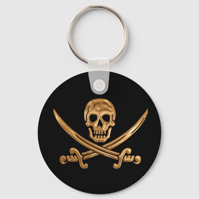 Chaveiro Dourado Jolly Roger (Frente)