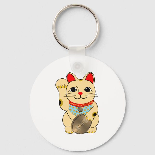 Chaveiro Dourado Maneki Neko (Frente)