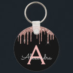 Chaveiro Dourado Rosa Preto Brilhante Glitter Monograma<br><div class="desc">Rosa Bege - Dourado Rosa e Preto Falso Brilhante Glitter Elegante Porta-Chaves. Estes Porta-Chaves podem ser personalizados para incluir sua inicial e primeiro nome. Estes porta-chaves femininos fazem ótimos presentes ou lembranças para aniversário de 16 anos,  chá de noiva,  casamento ou festa de despedida de solteira.</div>