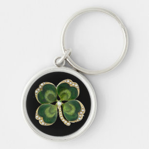 Chaveiro Dourado Saint Patrick Shamrock Jewel com Pérolas