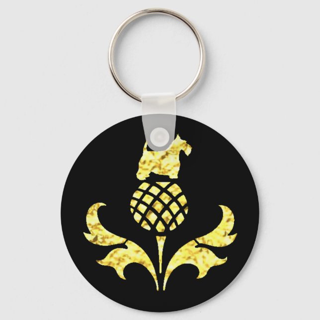 Chaveiro Dourado Scottie Thistle Personalize (Frente)