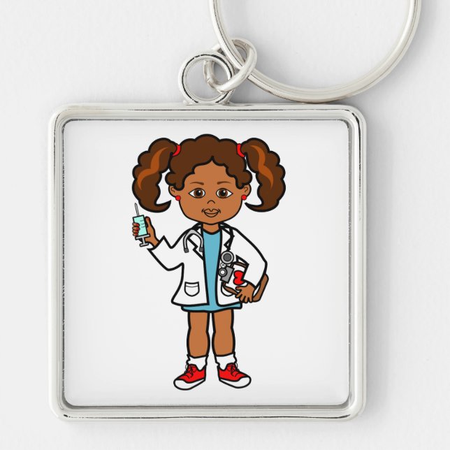 Chaveiro Doutor Menina dos desenhos animados com agulha e a (Frente)