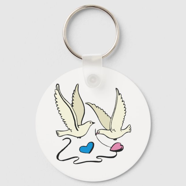 Chaveiro Doves Carregar Wedding Hearts (Frente)