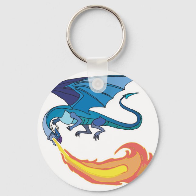 Chaveiro dragão azul soprando fogo (Frente)