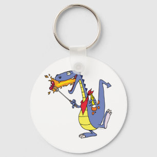 Chaveiro dragão desenho animado engraçado cozinhando cachor