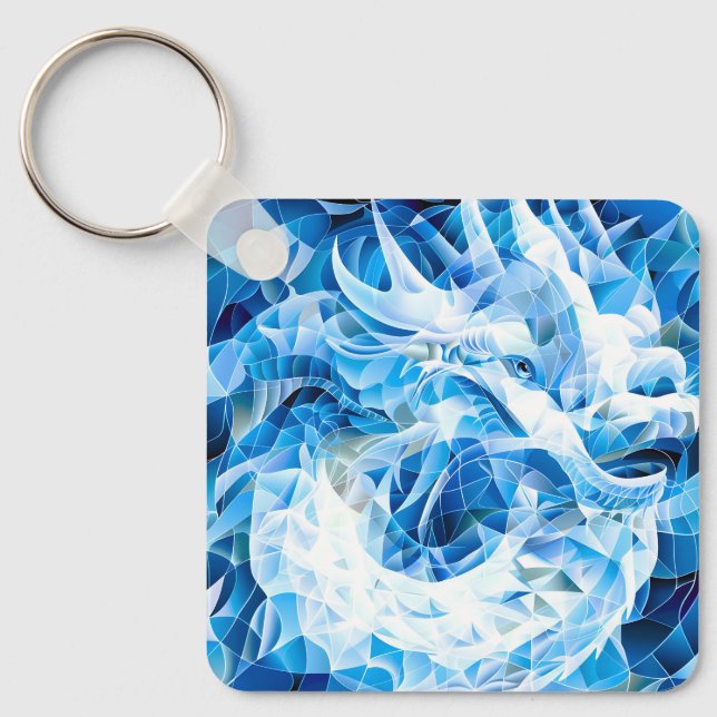 Chaveiro Dragão Mosaico do Céu Azul (Frente)