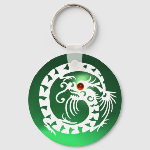 Chaveiro DRAGÃO SERPENTE,branco,vermelho rubi, jade verde