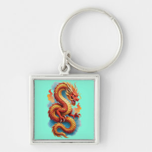 Chaveiro Dragão Vermelho Chinês Ilustração Fiery-67561