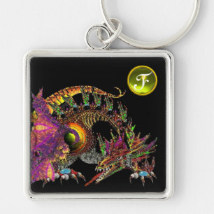 Chaveiro DRAGO, Monograma de Topaz Amarelo Verde