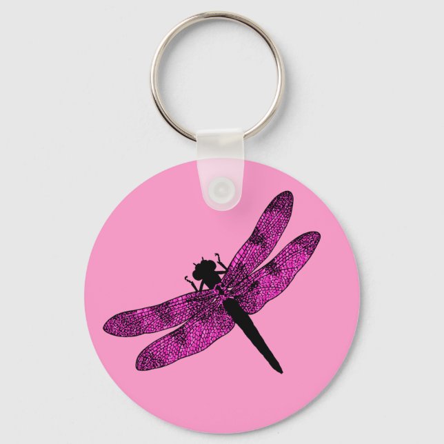 Chaveiro Dragonfly com asa rosa (Frente)