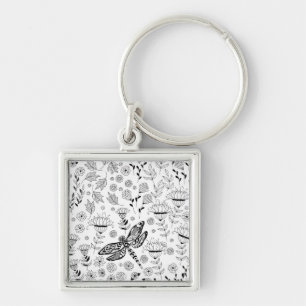 Chaveiro Dragonfly e flores
