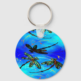 Chaveiro Dragonfly Flor Elétrico Azul