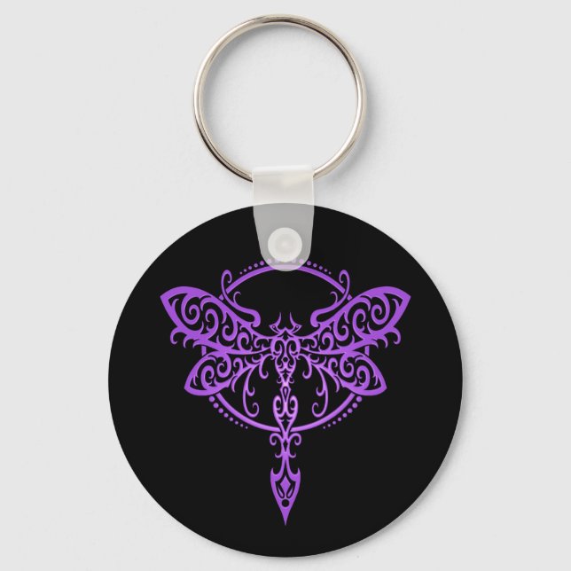 Chaveiro Dragonfly Tribal, Purple e Black (Frente)