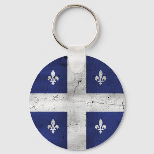 Chaveiro Drapeau du Québec, estilo grunge érodé