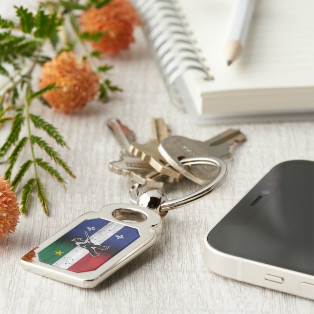 Chaveiro Drapeau Québec e Patriote Henri Julien érodé (Lateral)