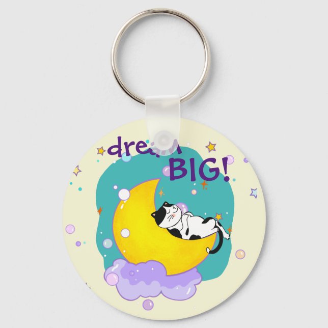 Chaveiro "Dream Big" Cat Na Moon Inspirational Cote (Frente)