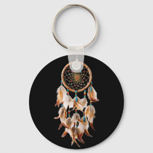 Chaveiro Dream Catcher com Penas Mágicas da América Nativa