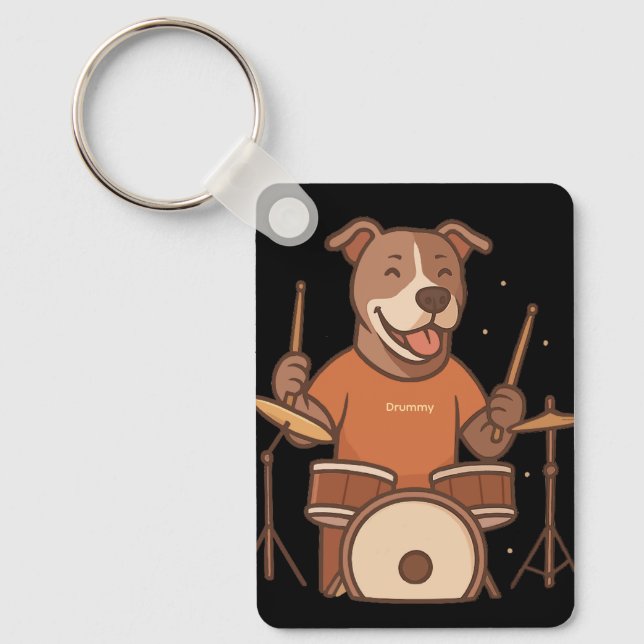 Chaveiro Drummer de Pitbull - Tambor de Rock Personalizado (Frente)