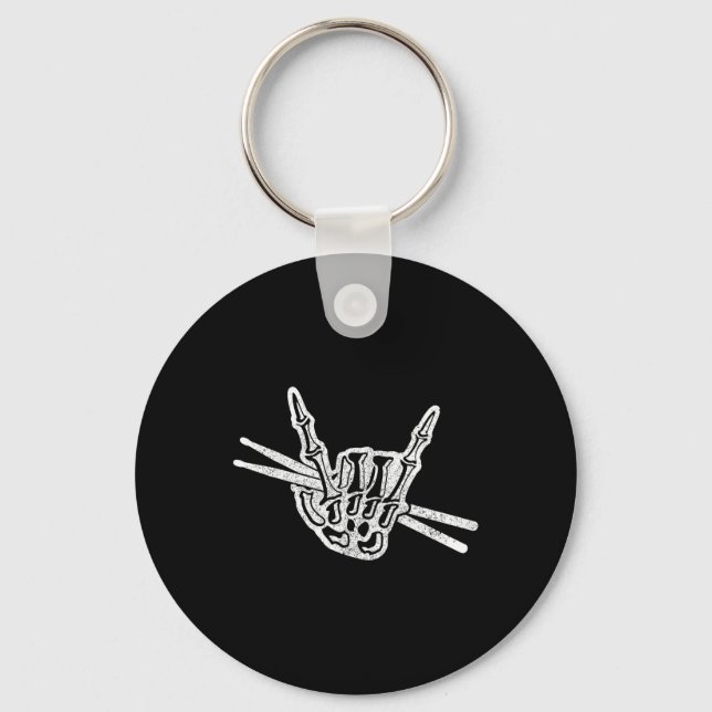 Chaveiro Drummer Halloween Skeleton Hand Rock and Roll Drum (Frente)