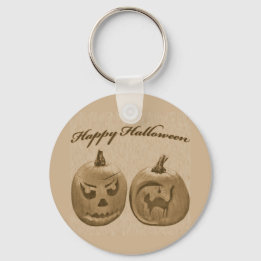 Chaveiro Duas Abóboras Feliz Halloween Pingente