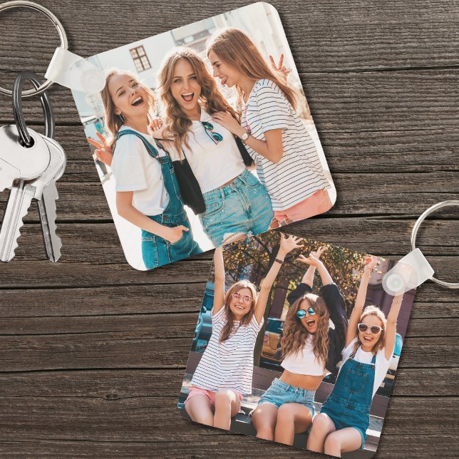 Chaveiro Duas Fotografias com Dois Amigos (Two Photo Double Sided Friends keychain)