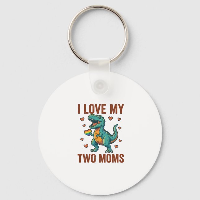 Chaveiro Duas Mães Orgulho Camisa Vector T Design de Dinoss (Frente)