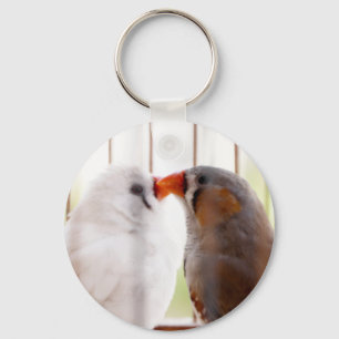 Chaveiro Duas Pássaros Finch Cordiais em Gaiolas
