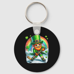 Chaveiro Duende Jogando Hóquei no Gelo Dia de São Patrício