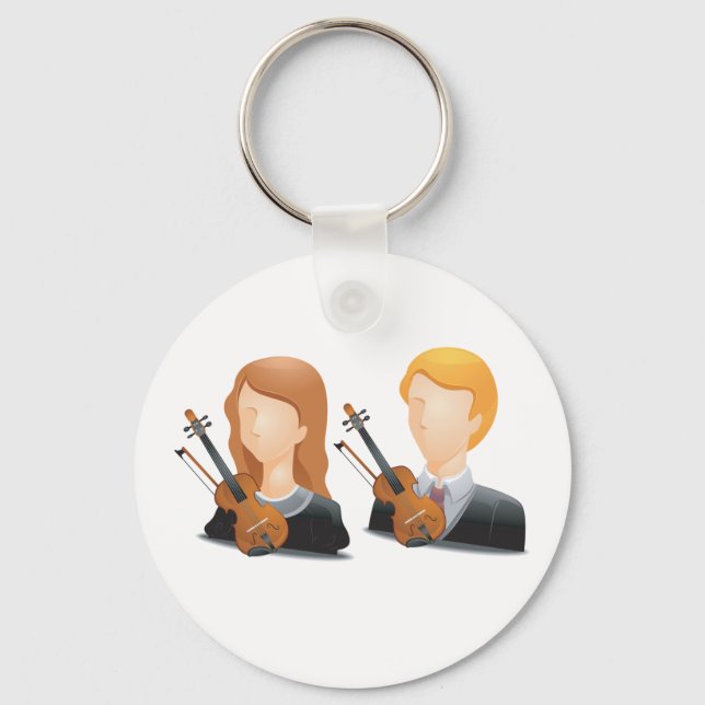 Chaveiro Duo de Músicos Violinistas sem Rosto Casal de Músi (Frente)
