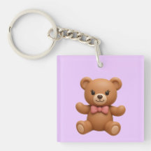 Chaveiro Duplo Face com Nome Personalizado Teddy e
