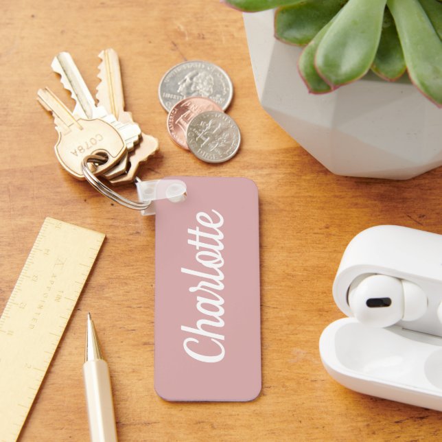 Chaveiro Dusty Rose & Nome Personalizado (Mesa)