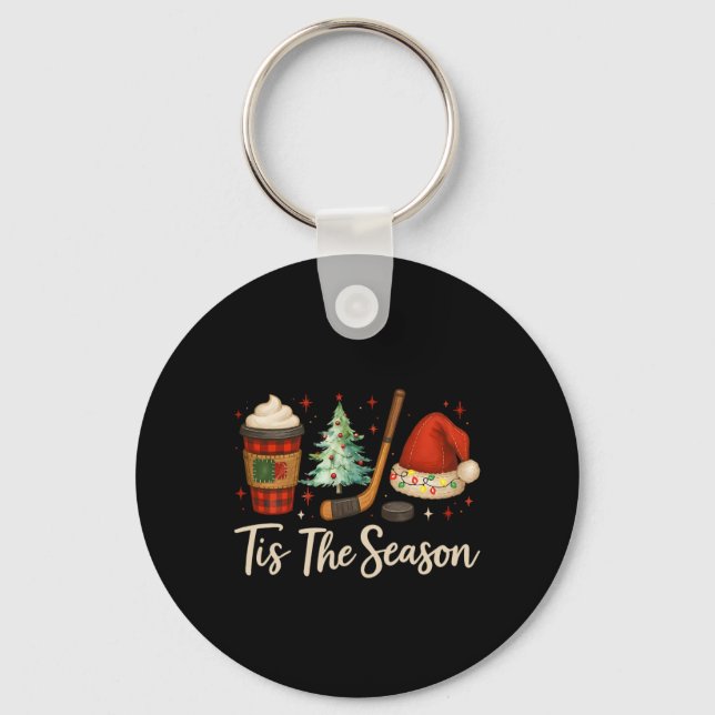 Chaveiro É a Temporada de Hóquei Café Árvore de Natal Hóque (Frente)