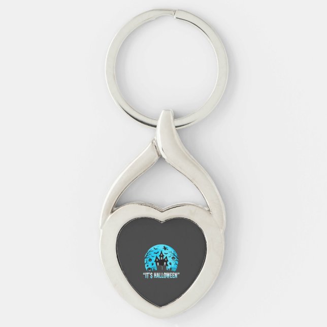 Chaveiro É design de morcego de casa assombrada de Hallowee (Frente)