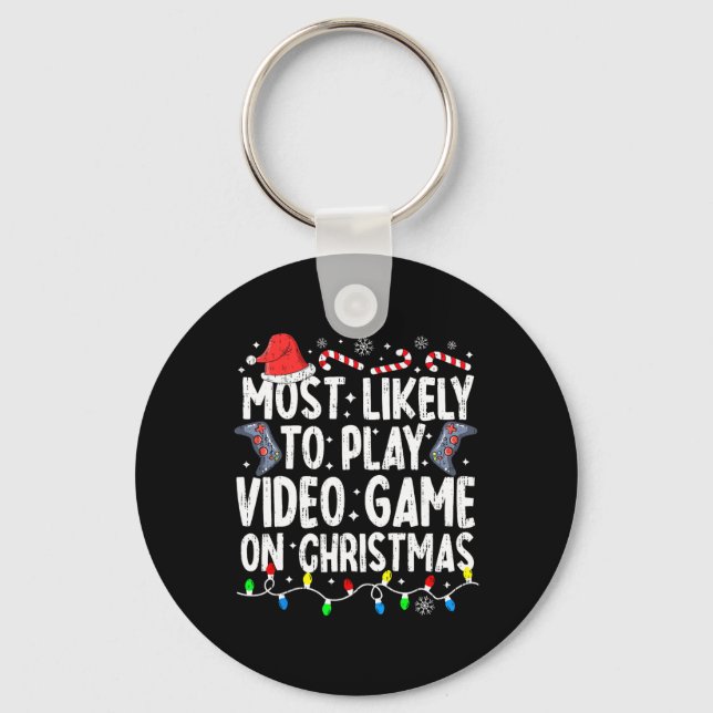 Chaveiro É Mais Provável Jogar Vídeo No Natal Pajama (Frente)