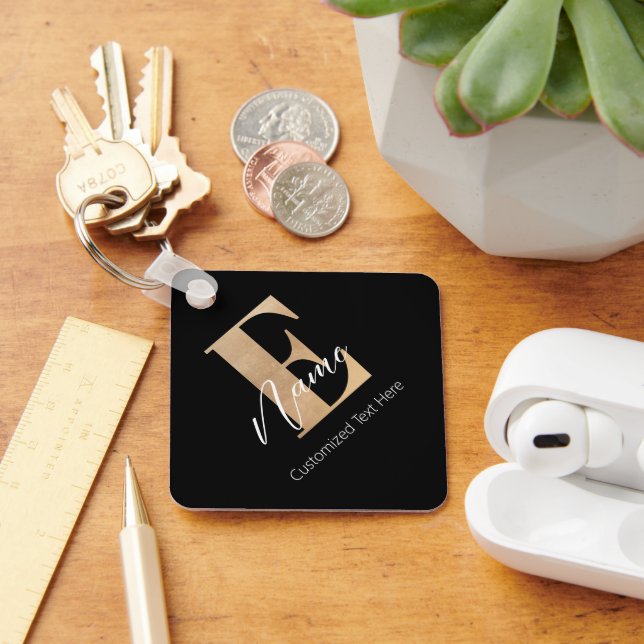 Chaveiro E & Name Iniciais Monogramados Modernos Personaliz (Mesa)