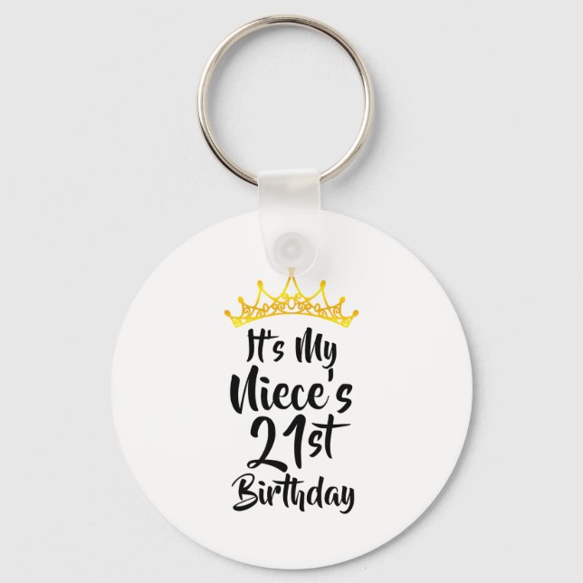 Chaveiro É o 21º Aniversário da Minha Sobrinha Coroa Feliz  (Frente)