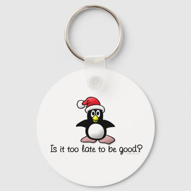 Chaveiro É Tarde Demais Para Ser Bom? Pinguim Natal (Frente)