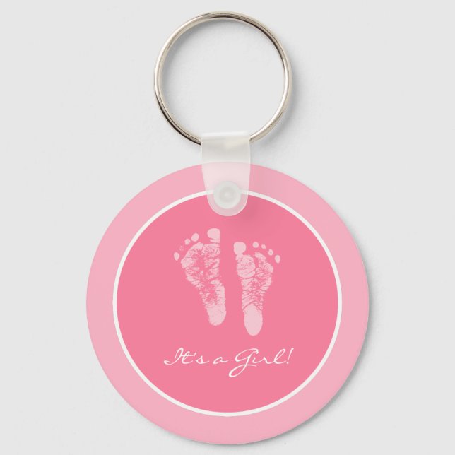 Chaveiro É um anúncio de nascimento de Bebê Rosa-Rosa (Frente)