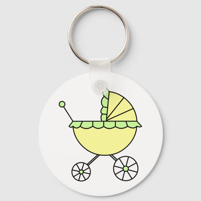 Chaveiro É um bebê! Carruagem Verde Amarelo (Frente)