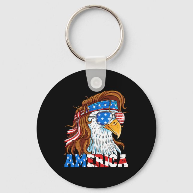Chaveiro Eagle 4 De Julho Mullet American Flag Usa Patriot (Frente)