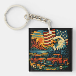 Chaveiro Eagle Glory Vintage Tee - Bandeira Patriótica Amer