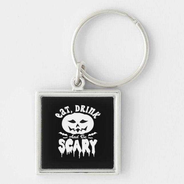 Chaveiro Eat Drink And Be Scary Halloween Retro Classic (Frente)