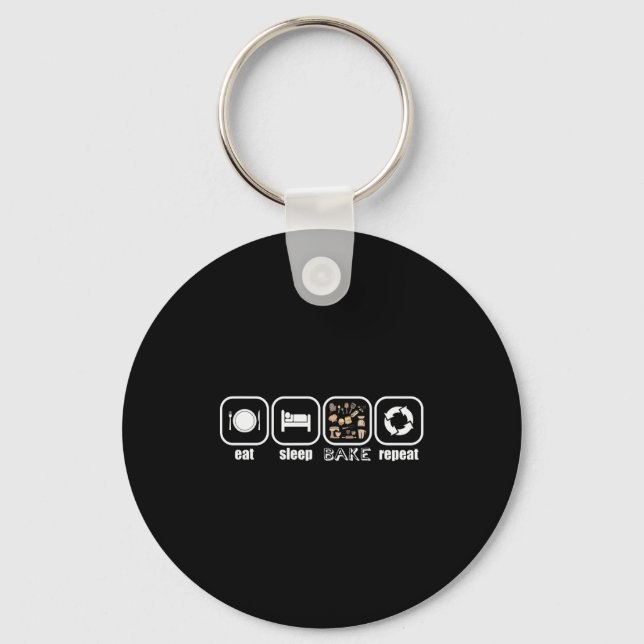 Chaveiro Eat, Sleep, Bake, Repeat - Funny Baker, Cook, Chef (Frente)