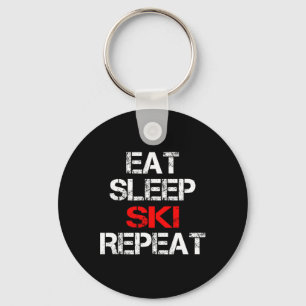 Chaveiro Eat Sleep Ski Repete Montanhas do inverno Esquiar 