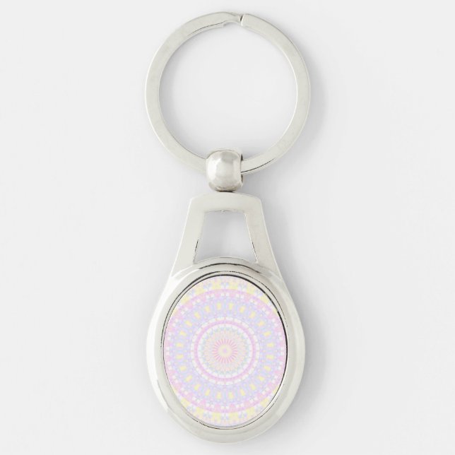 Chaveiro Eclético Intrincado Boho Colorido Pastel Mandala (Frente)