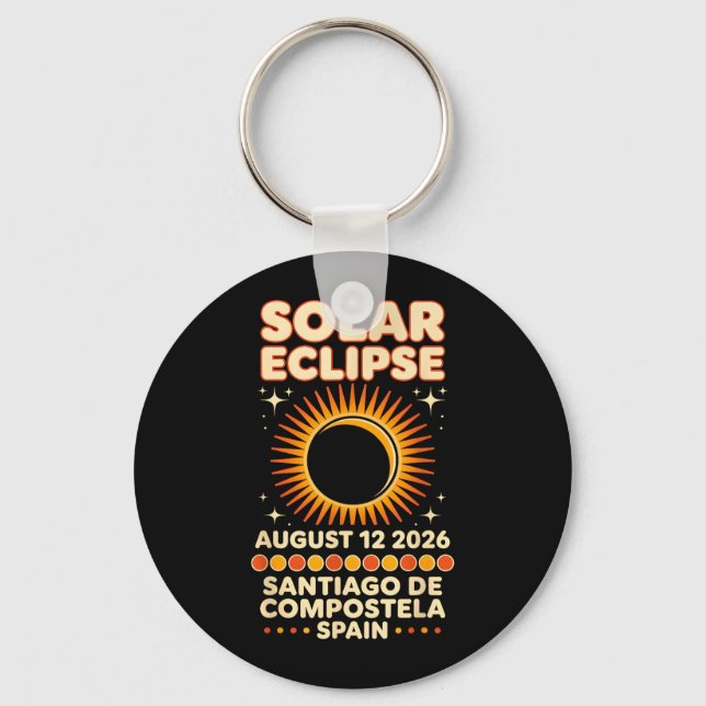 Chaveiro Eclipse Solar 12 de Agosto de 2026 Santiago De (Frente)