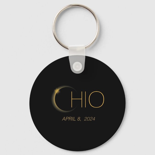 Chaveiro Eclipse Solar 2024 Eclipse Solar Total Estado Ohio (Frente)