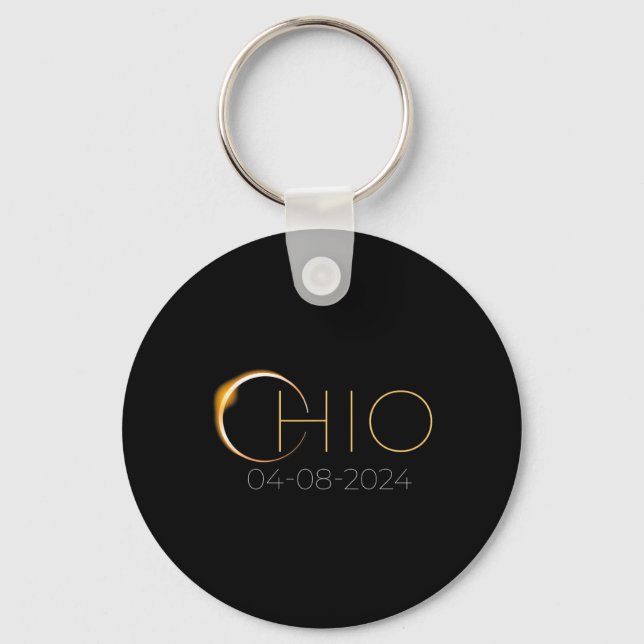 Chaveiro Eclipse Solar 2024 State Ohio Total Eclipse Solar (Frente)